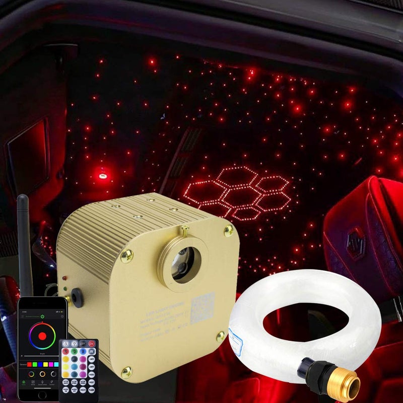 AZIMOM Bluetooth/APP Control 16W Twinkle Fiber Optic Lights Star Ceiling Lighting Kits 550pcs*0.03in13.1ft Fiber Strands RGBW Music Sound Control Light Engine Home Indoor Car Interior Decor - Image 1